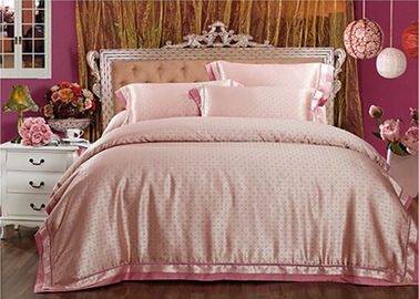 Funda de almohada de seda de lujo del rosa del edredón de ropa de cama del lecho contemporáneo de Tencel