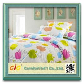 El lecho impreso de Peached de la tela del Bedsheet de la piel del melocotón cubre el tejido de poliester rojo/azul/rosa