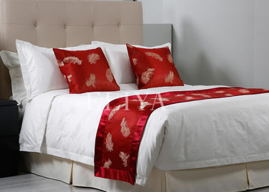 Ropa 100% de cama blancas del hotel del telar jacquar del algodón del lujo para el sistema de cinco estrellas del lecho del hotel