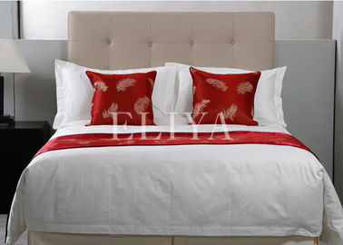 Ropa 100% de cama blancas del hotel del telar jacquar del algodón del lujo para el sistema de cinco estrellas del lecho del hotel