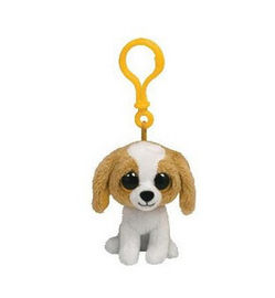 Llavero fornido del juguete de la felpa del peluche del perro, blanco gris/del blanco/del arroz